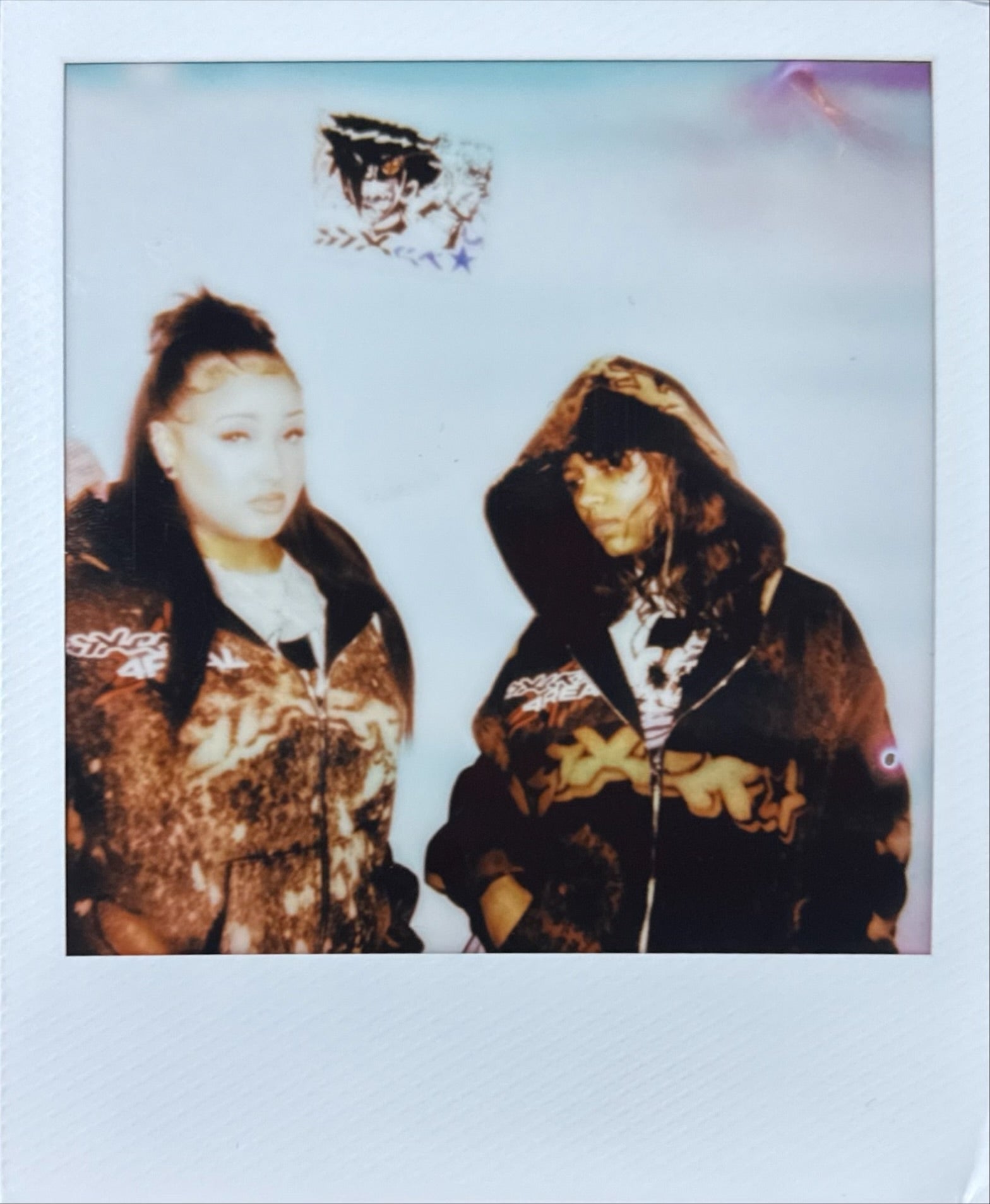 Bleached Flower Double Zipper Hoodie